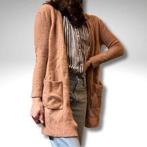 Madewell Soft Knit Open-Front Longline Warm Neutral Camel Blush Cardigan XS